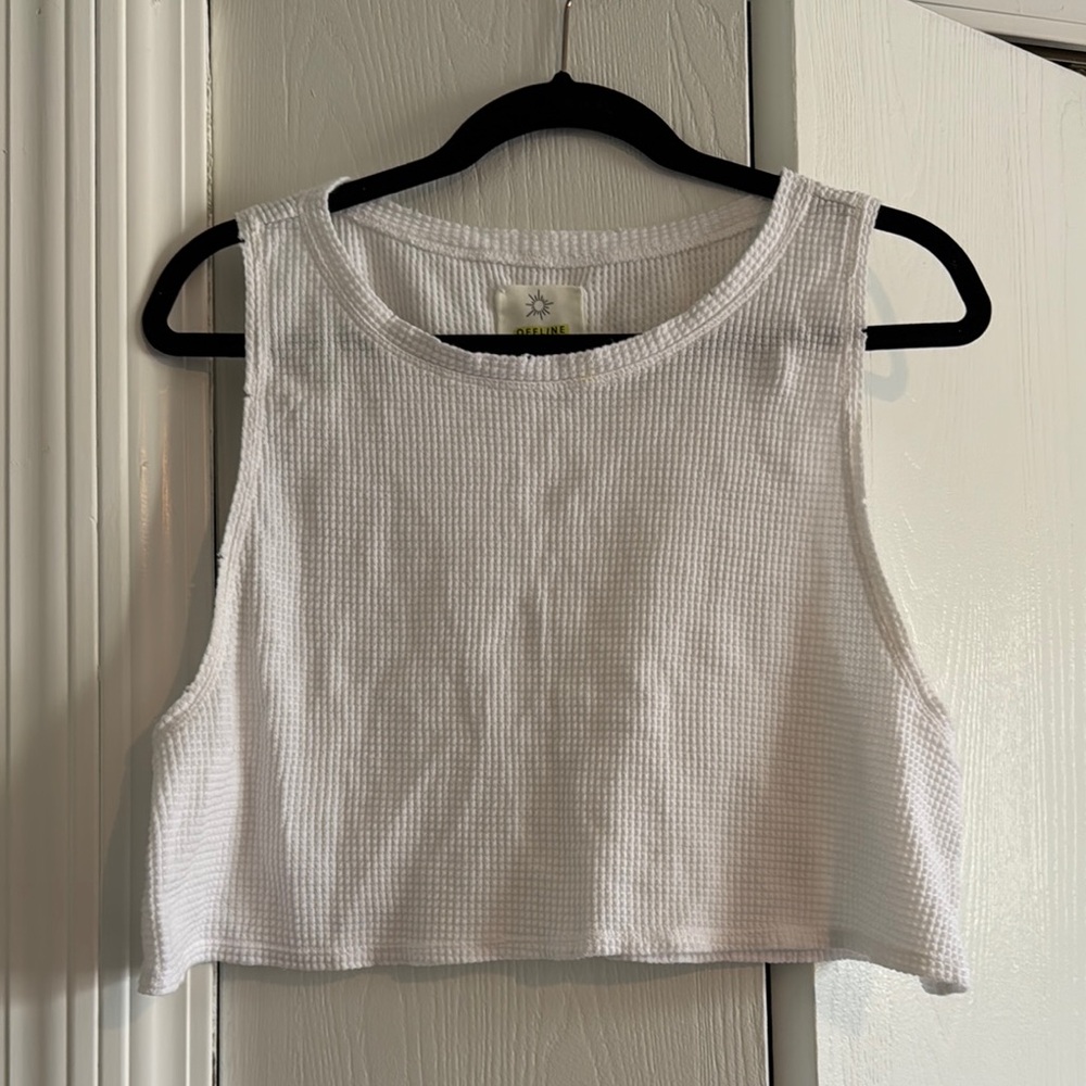 Aerie White Sleeveless Crop Tank Top